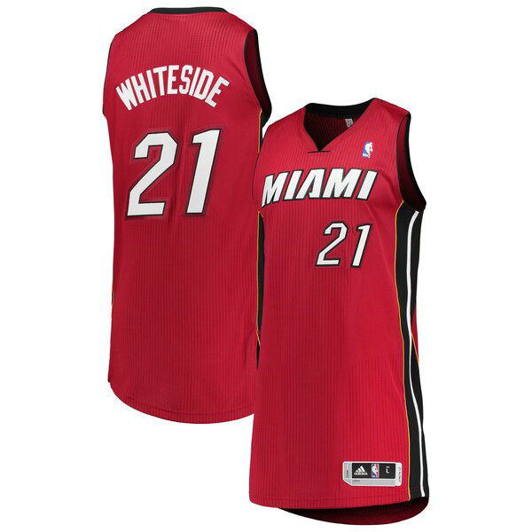 Maillot Miami Heat Homme Hassan Whiteside 21 adidas Fini authentique Rouge